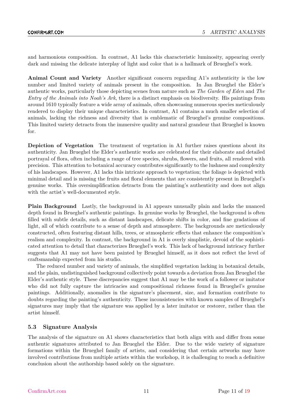After Brueghel animal scene report sample page 11