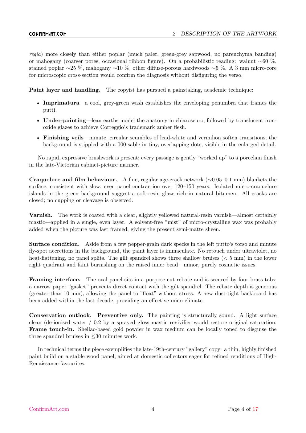 d'après Correggio report sample page 4
