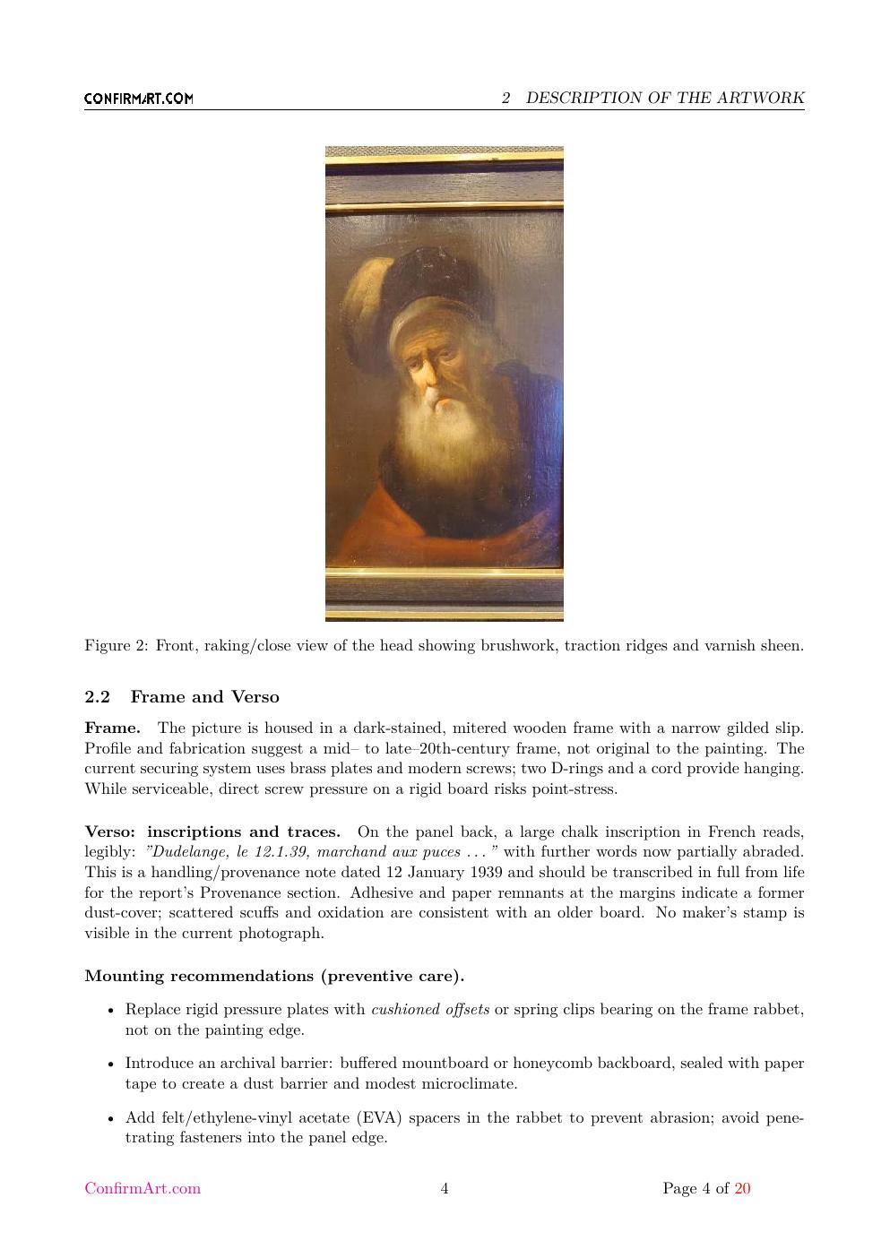 Portrait of an Old Man report sample page 4