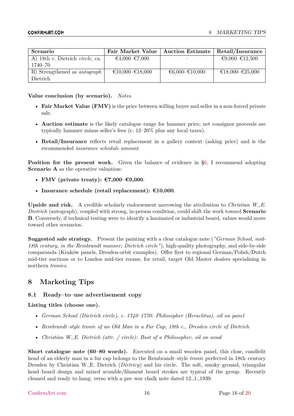 Portrait of an Old Man report sample page 16