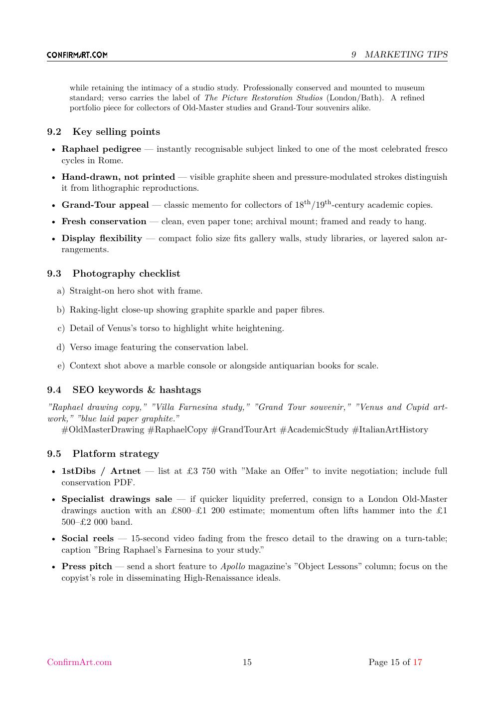 Drawing after Raphael report sample page 15