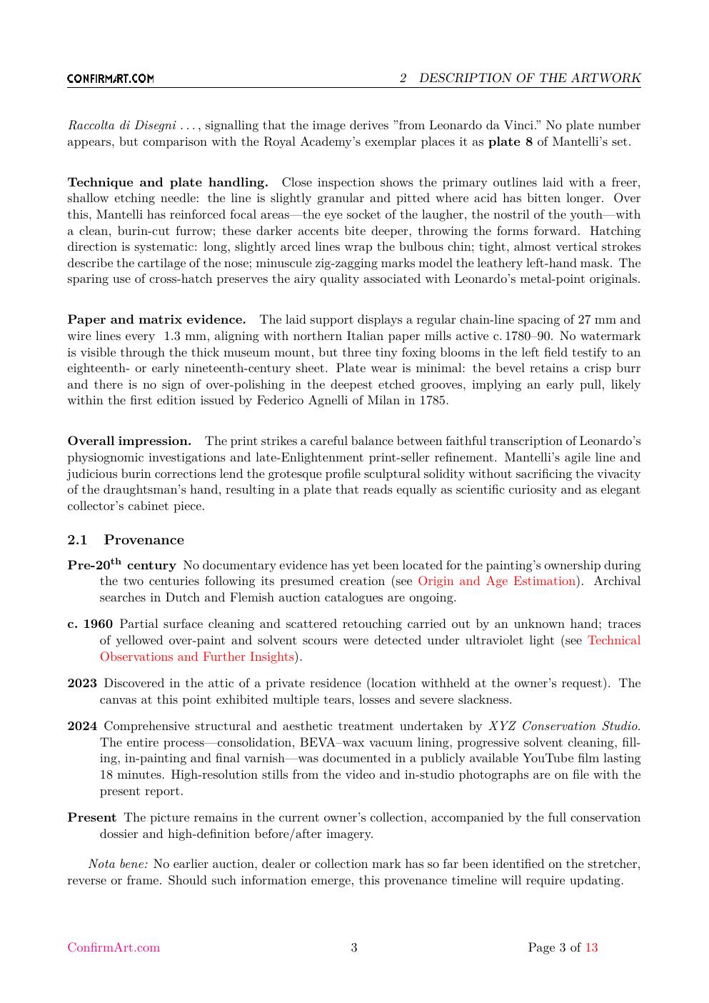 "da Leonardo da Vinci / MA." report sample page 3