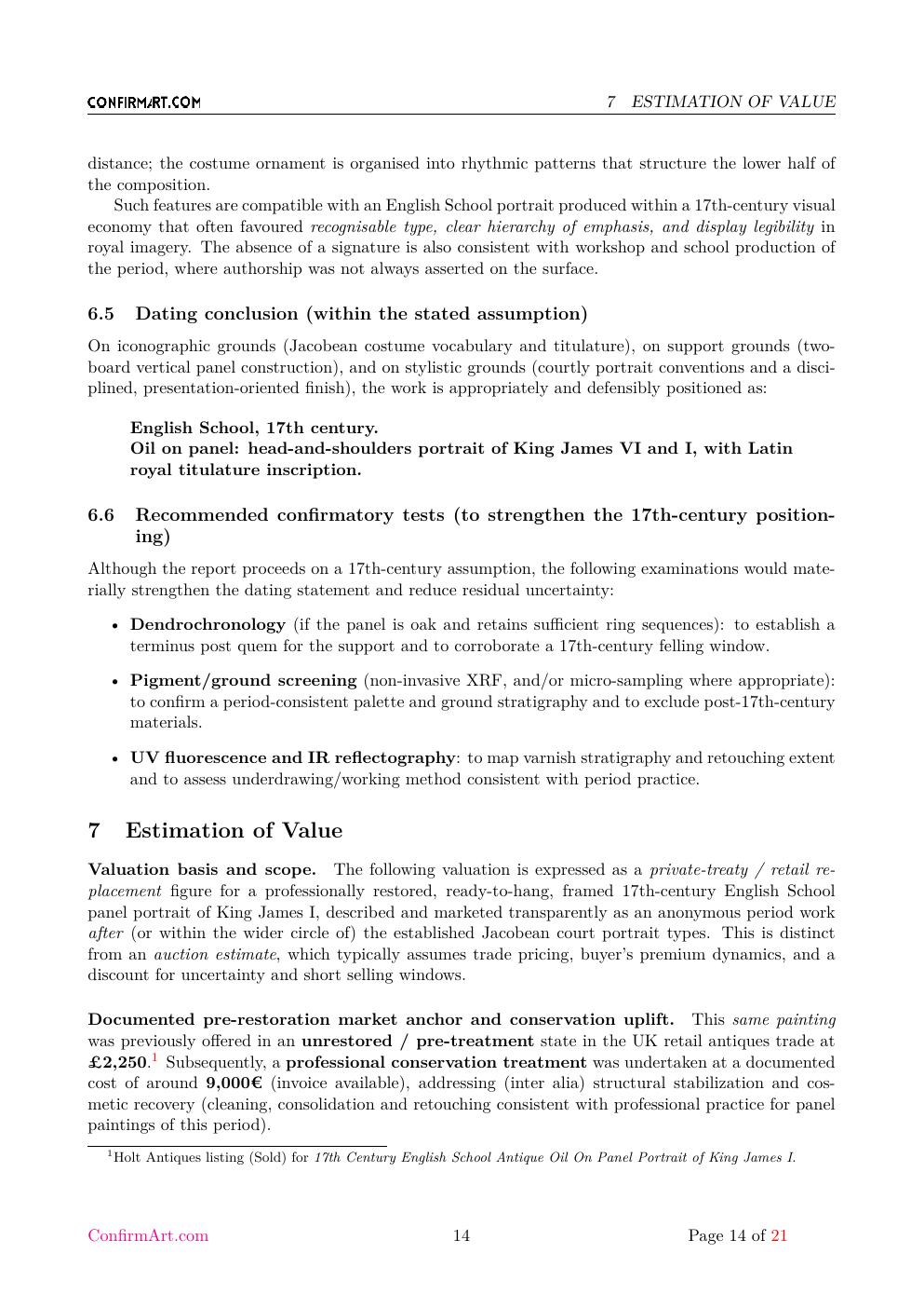 Portrait associated with King James report sample page 14