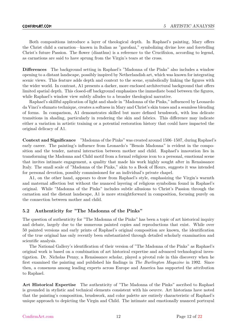 The Holy Family report sample page 12