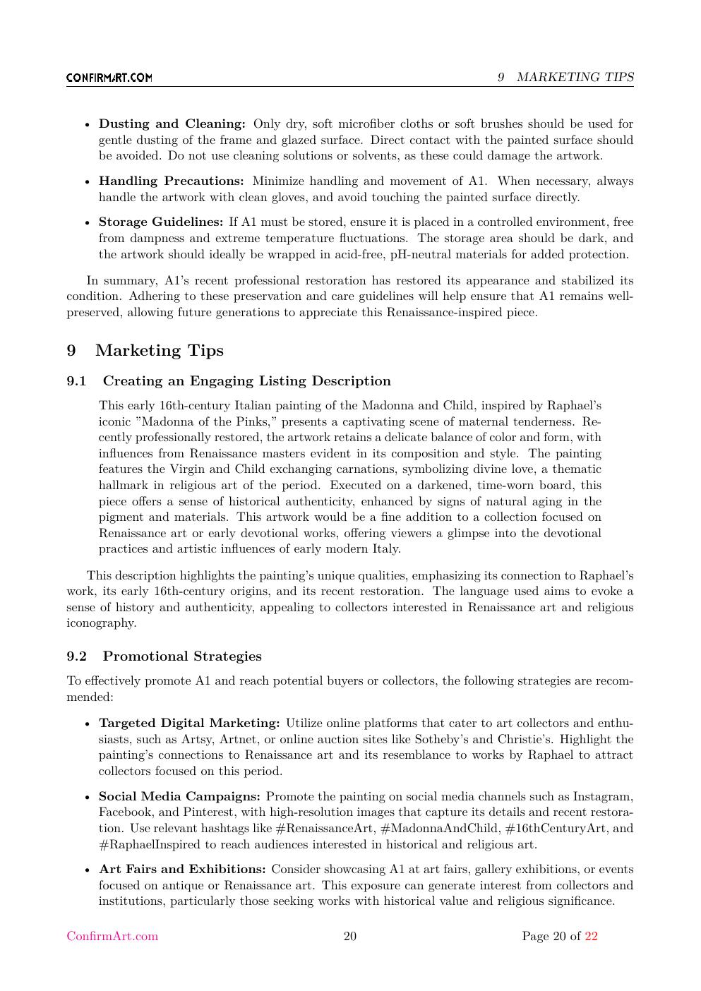 The Holy Family report sample page 20
