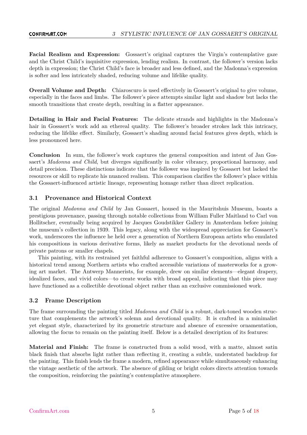 Madonna and Child report sample page 5