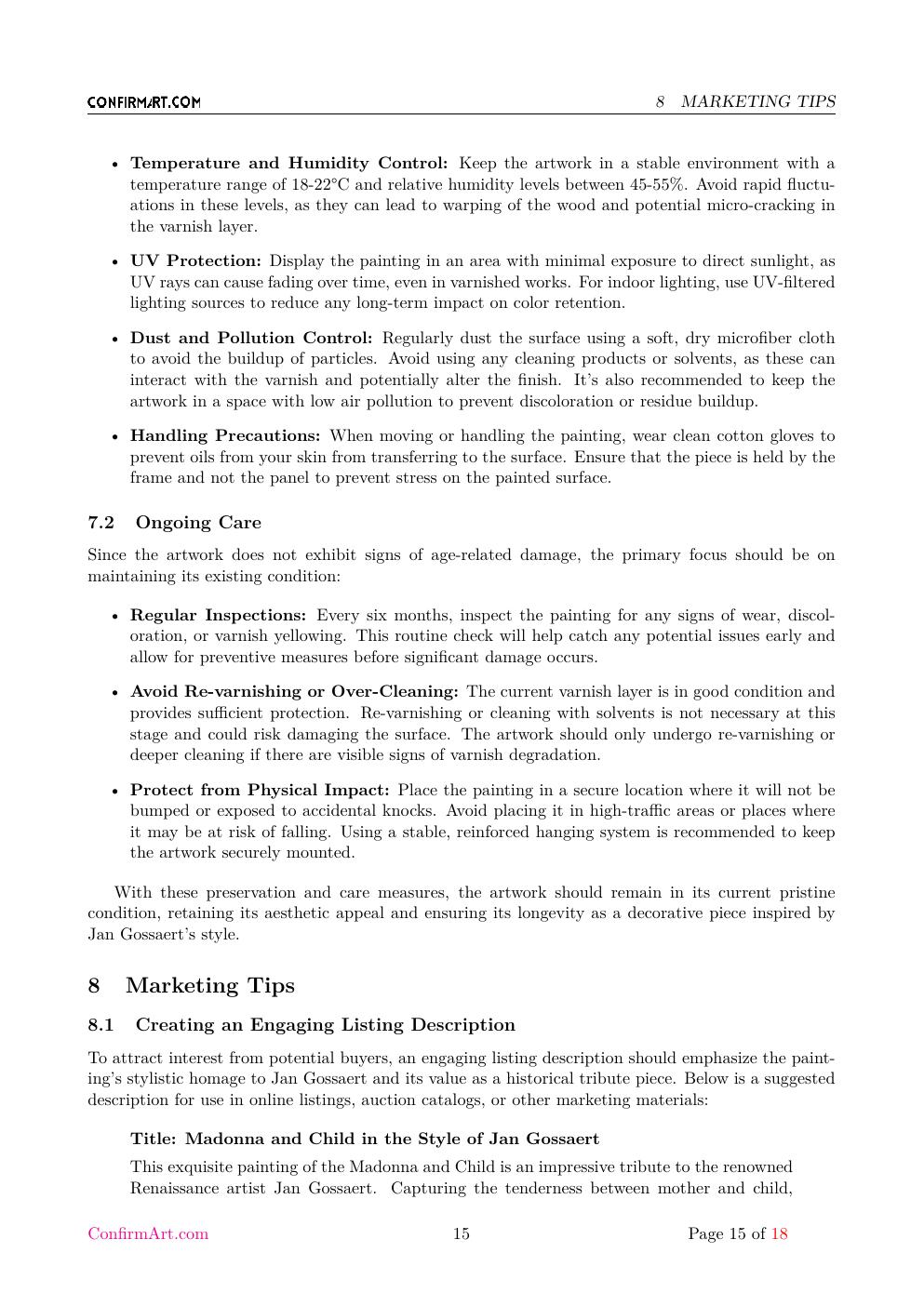Madonna and Child report sample page 15