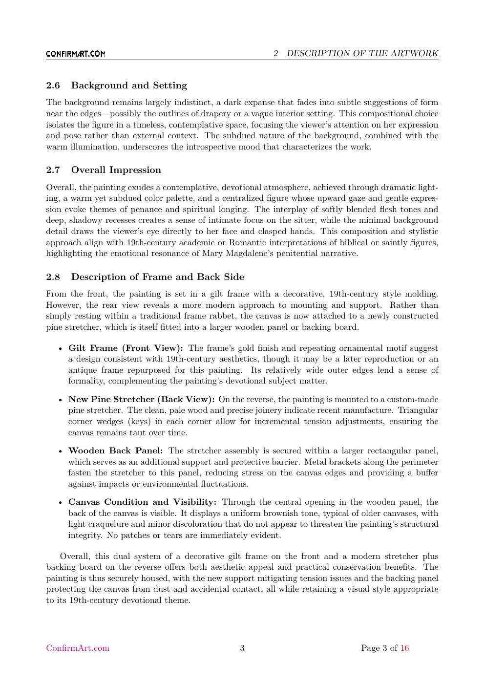 Penitent Mary Magdalene report sample page 3