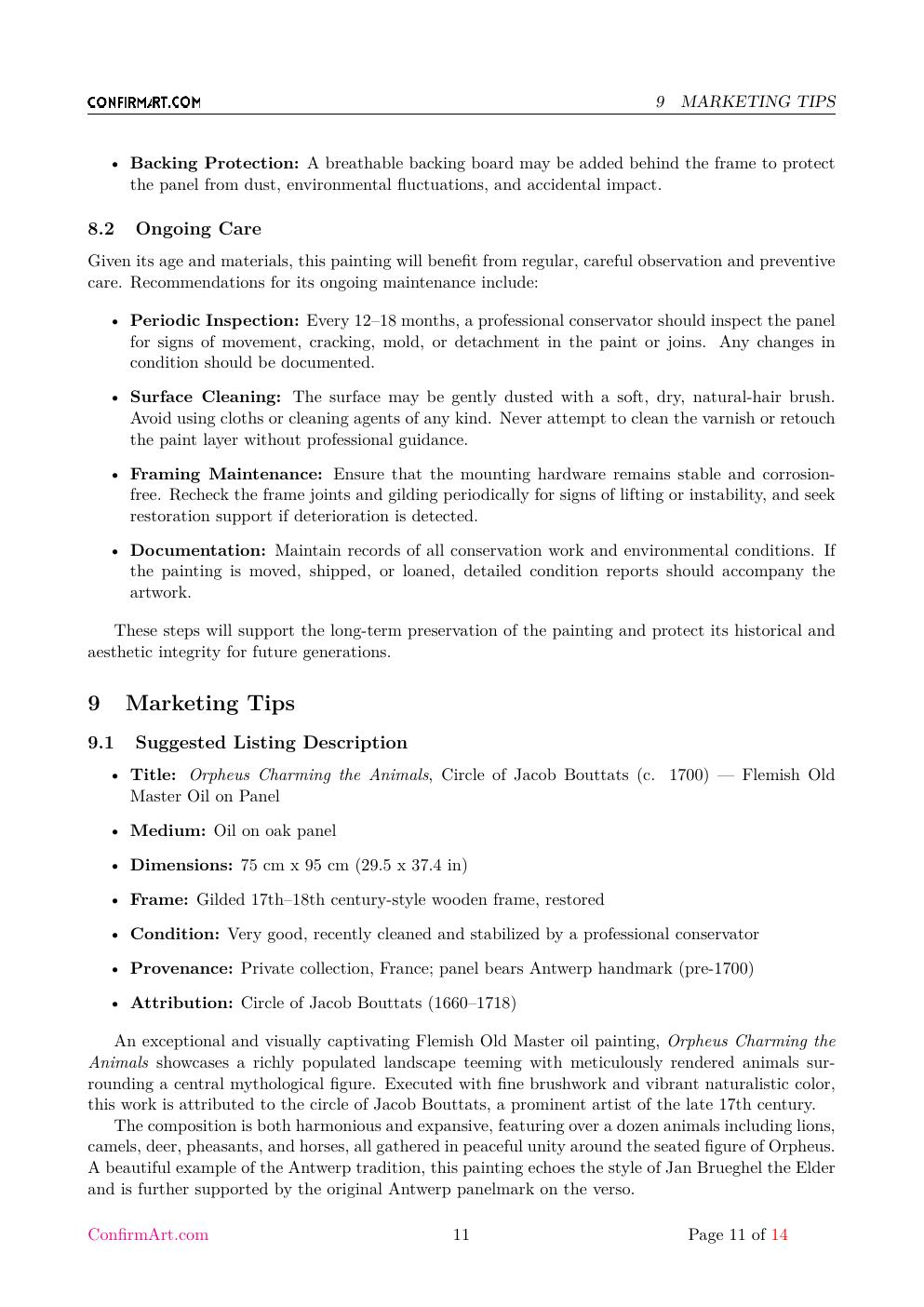 Orpheus Charming the Animals report sample page 11