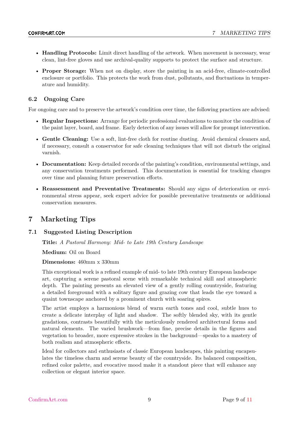 Landscape painting report sample page 9