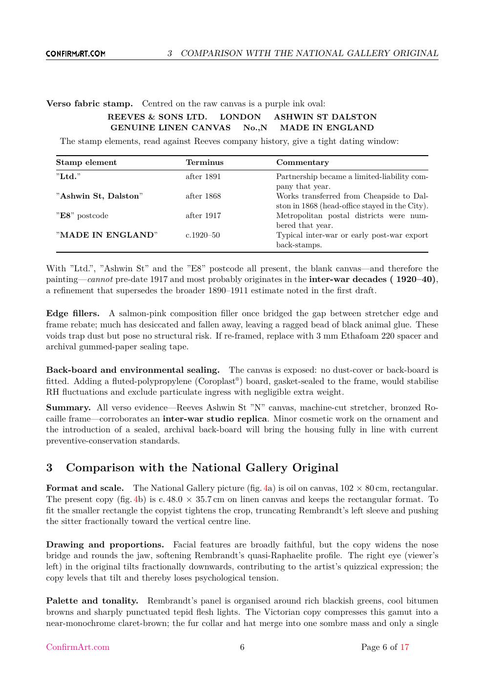 Obverse of the painting in its late-Victorian swept frame report sample page 6