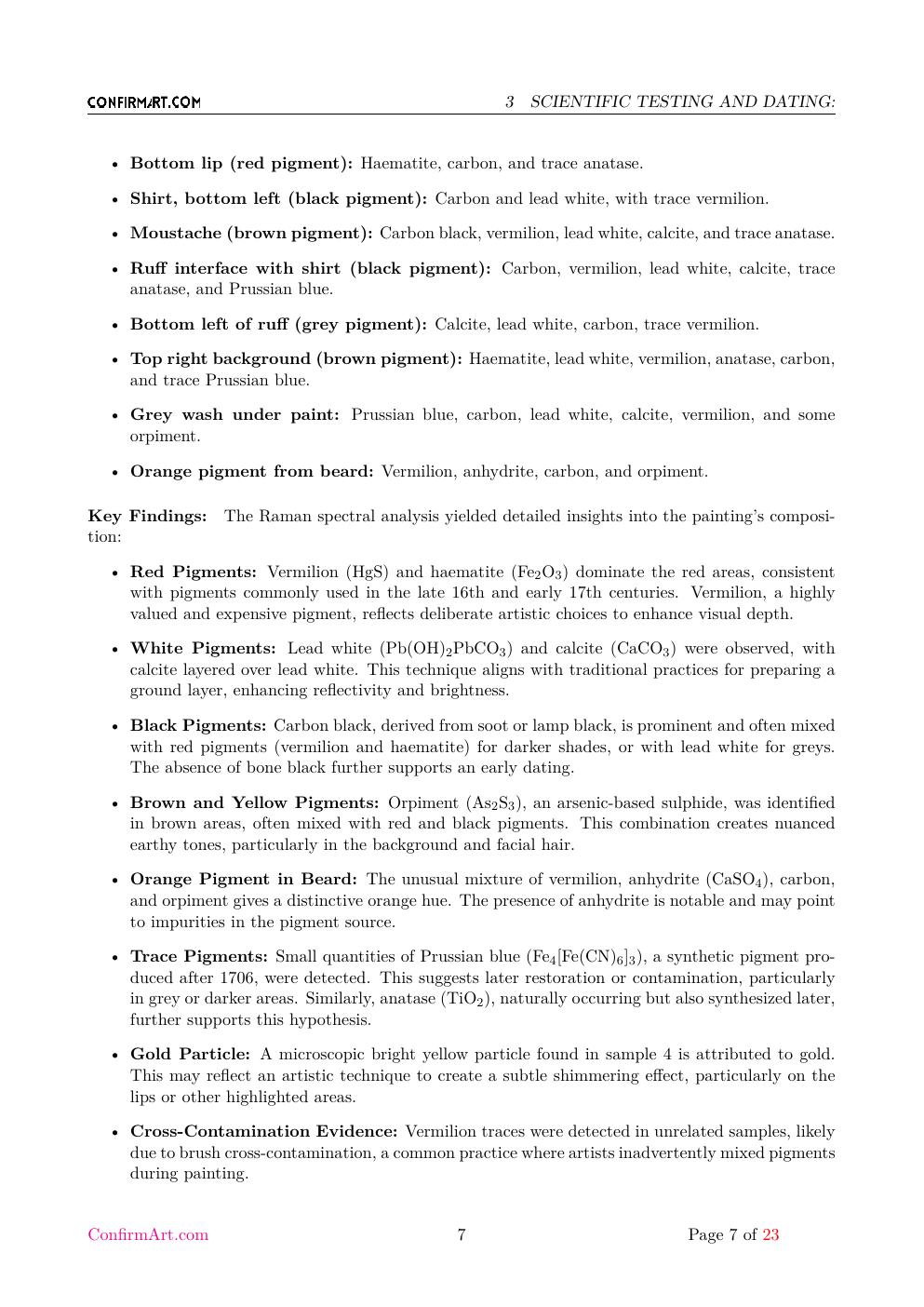 The oil on canvas, "Untitled" report sample page 7