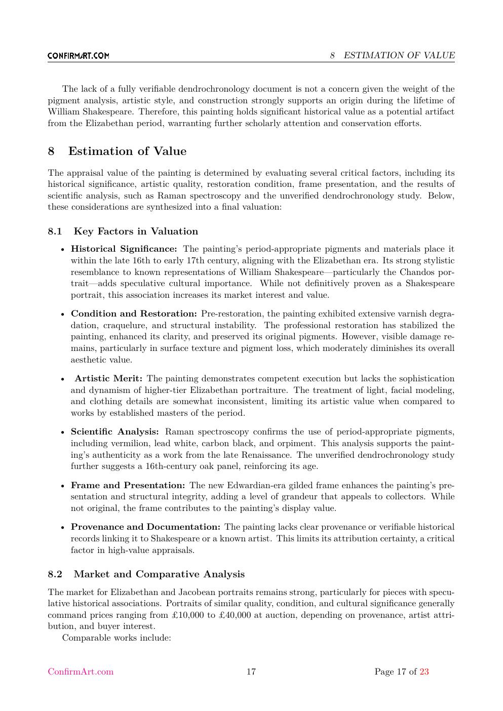The oil on canvas, "Untitled" report sample page 17