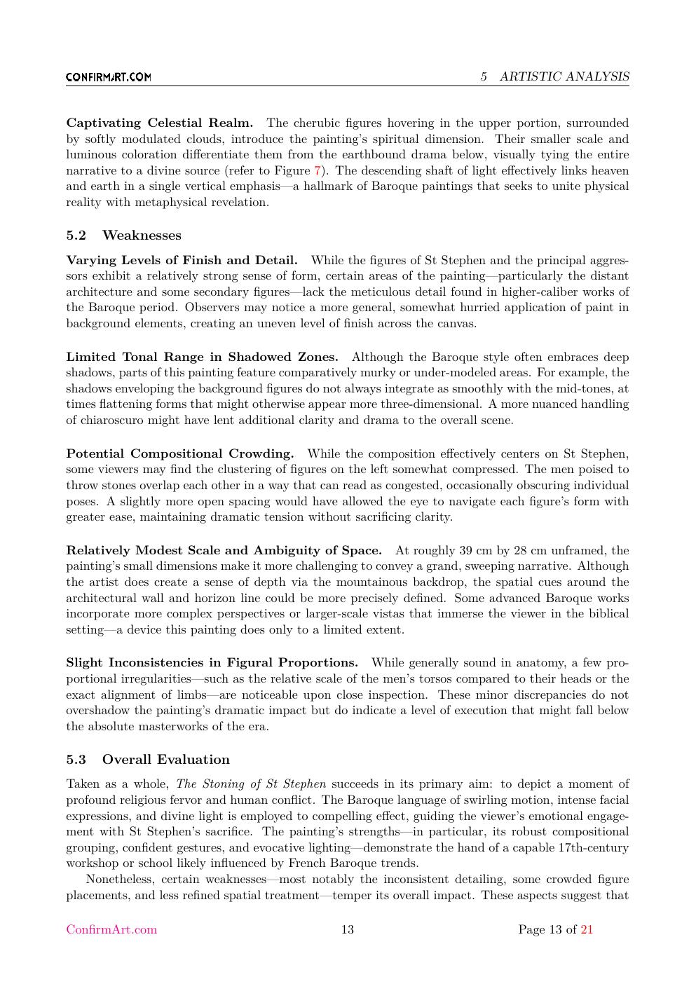 The oil on canvas, "The Stoning of St Stephen" report sample page 13