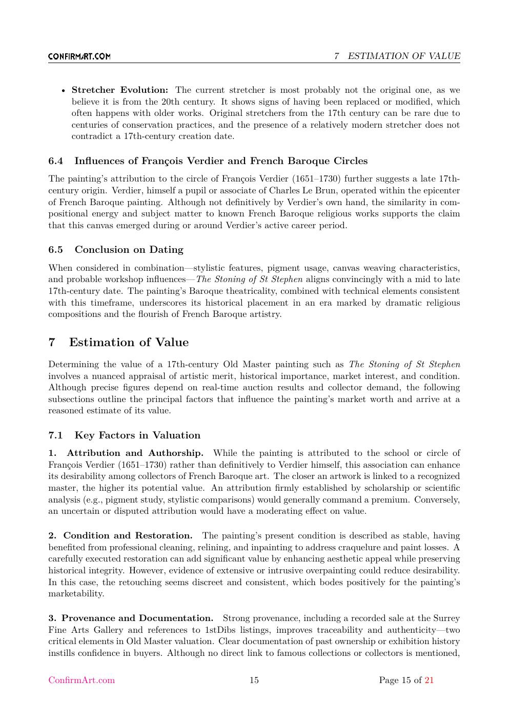The oil on canvas, "The Stoning of St Stephen" report sample page 15
