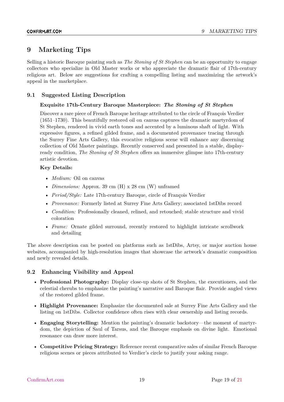 The oil on canvas, "The Stoning of St Stephen" report sample page 19