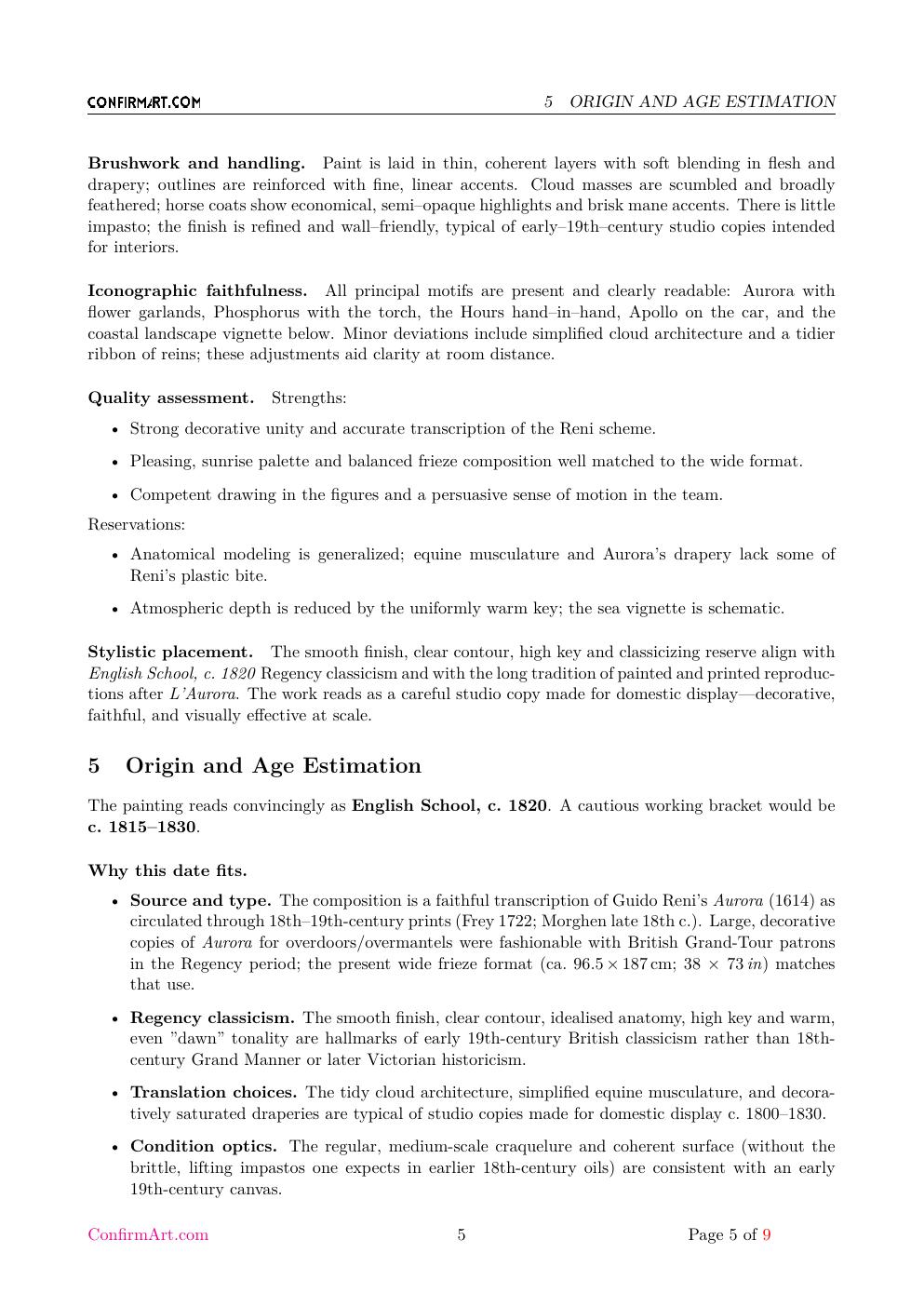 The Chariot of Aurora report sample page 5