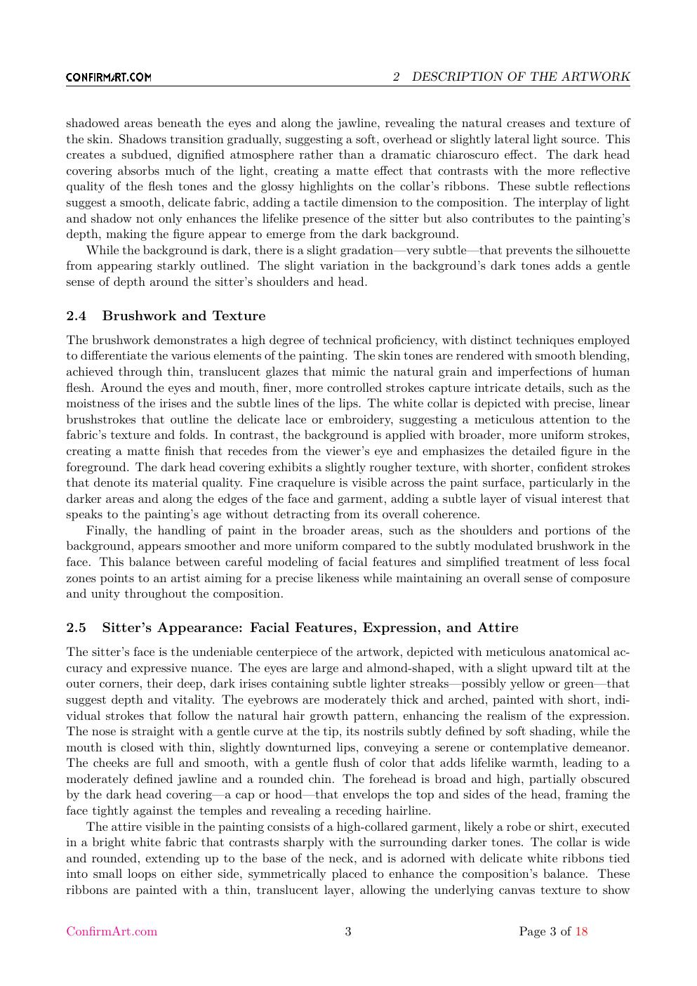 Portrait of a Woman report sample page 3