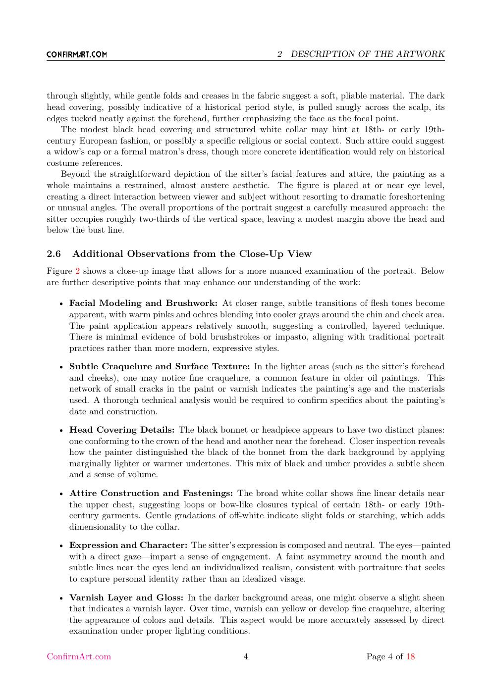 Portrait of a Woman report sample page 4