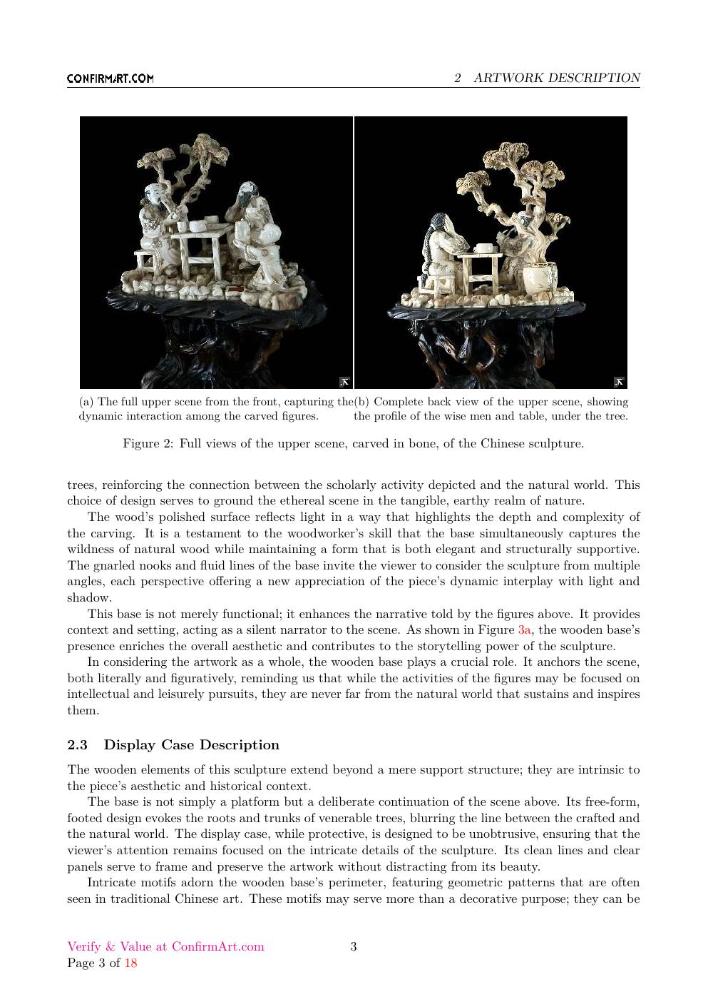 Chinese Carving in its display case report sample page 3