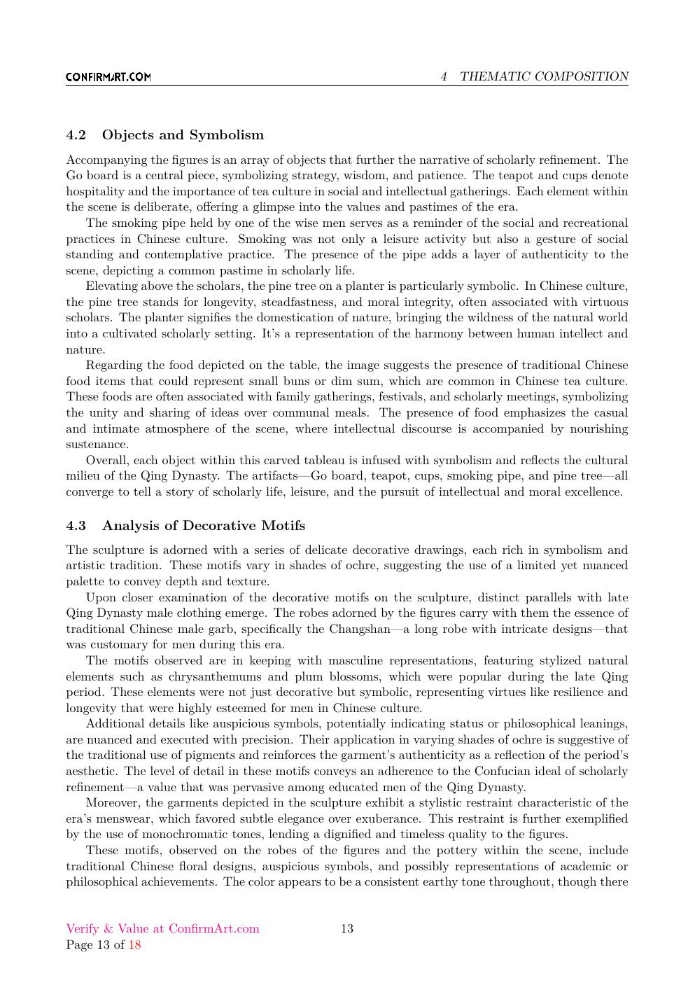 Chinese Carving in its display case report sample page 13