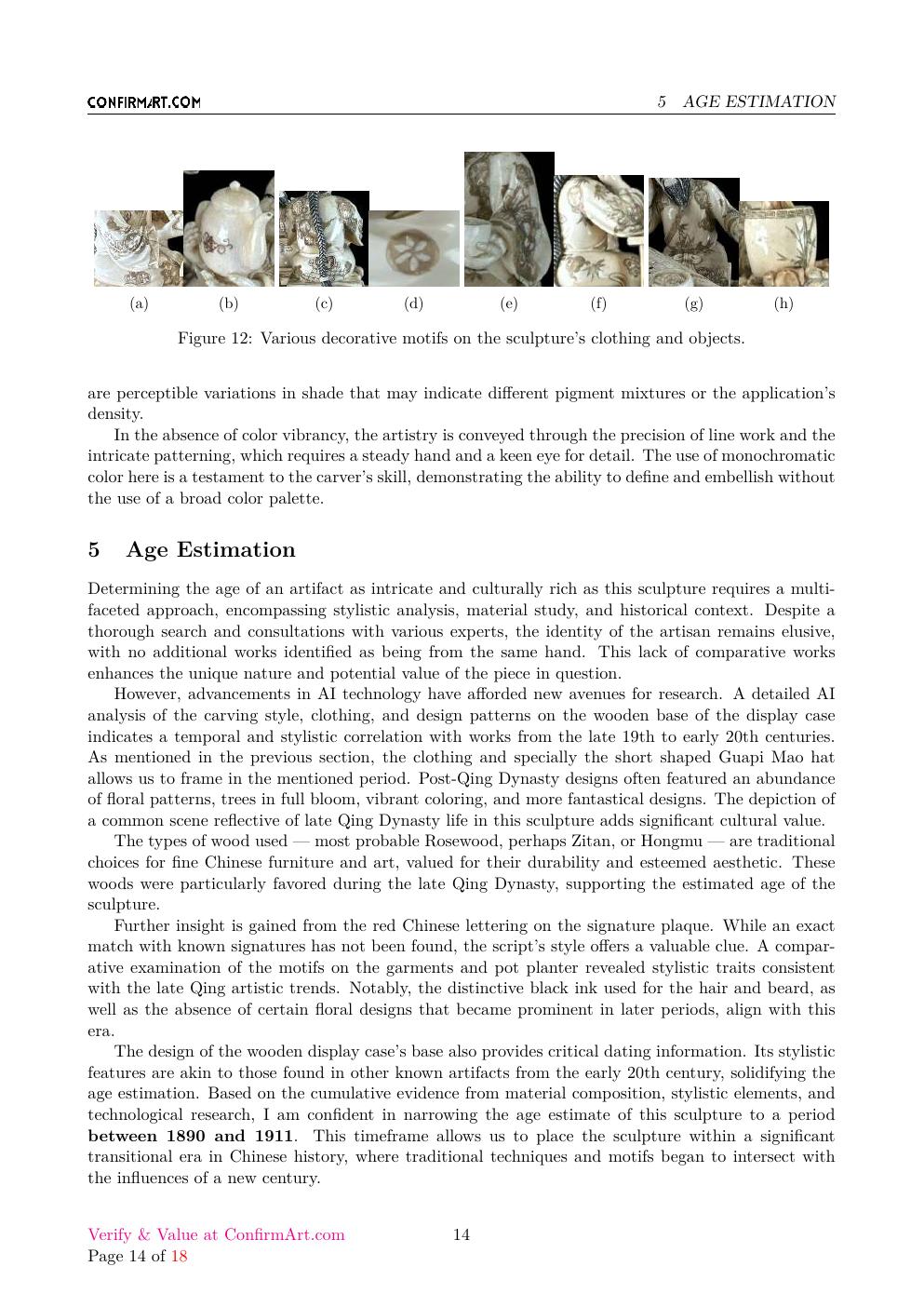 Chinese Carving in its display case report sample page 14
