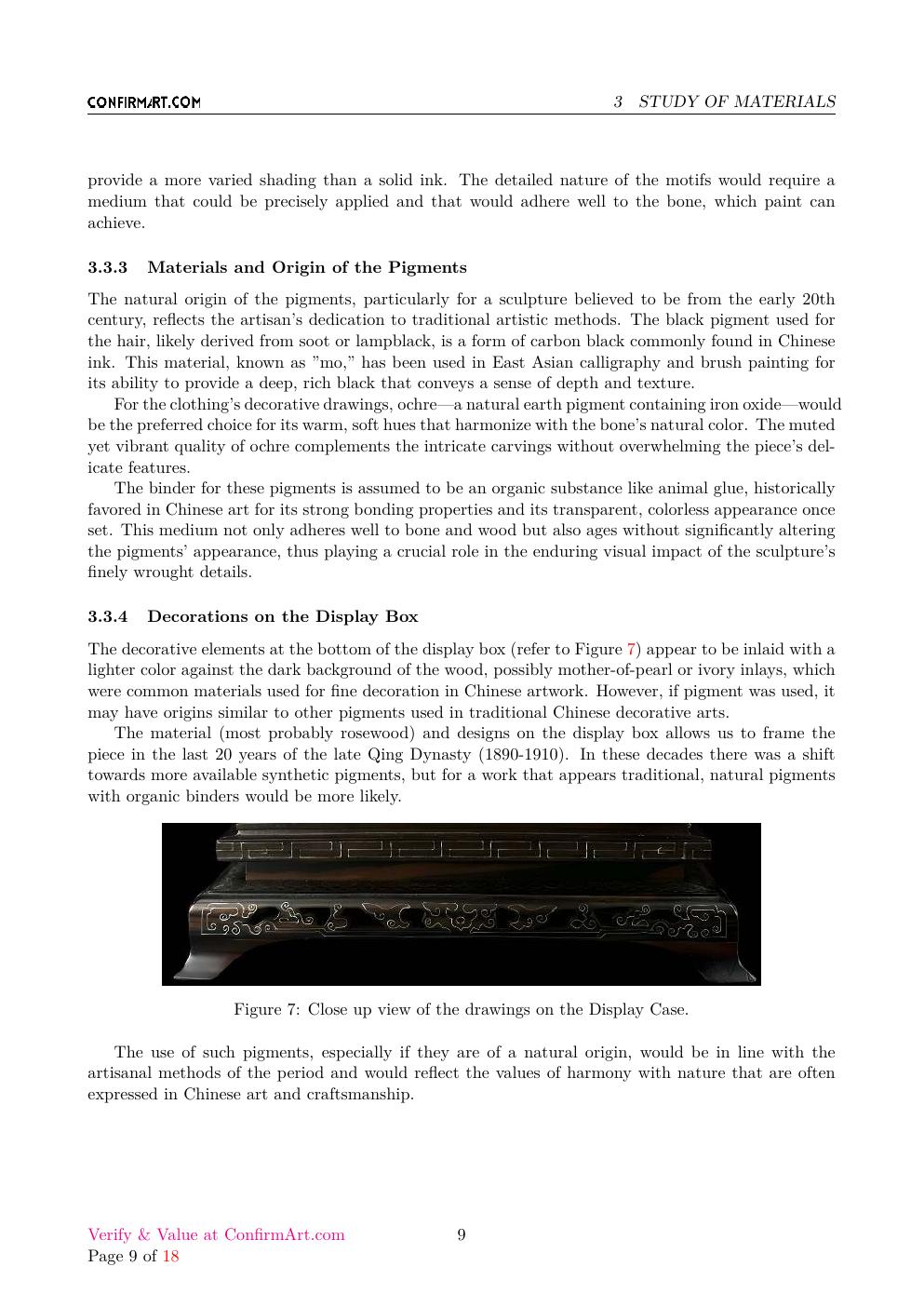 Chinese Carving in its display case report sample page 9