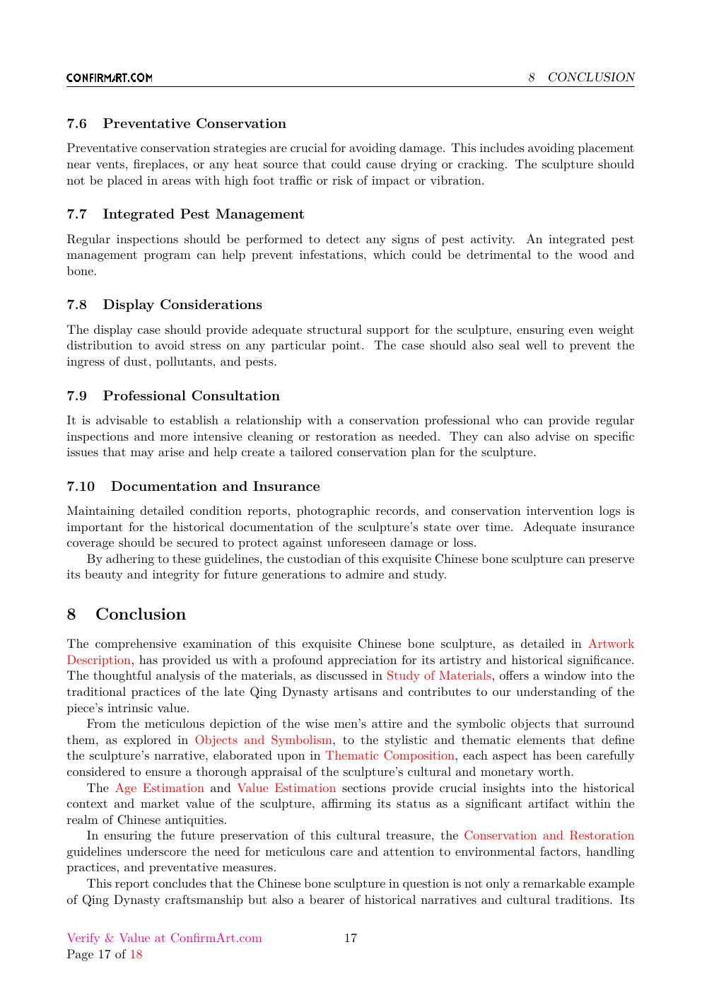 Chinese Carving in its display case report sample page 17