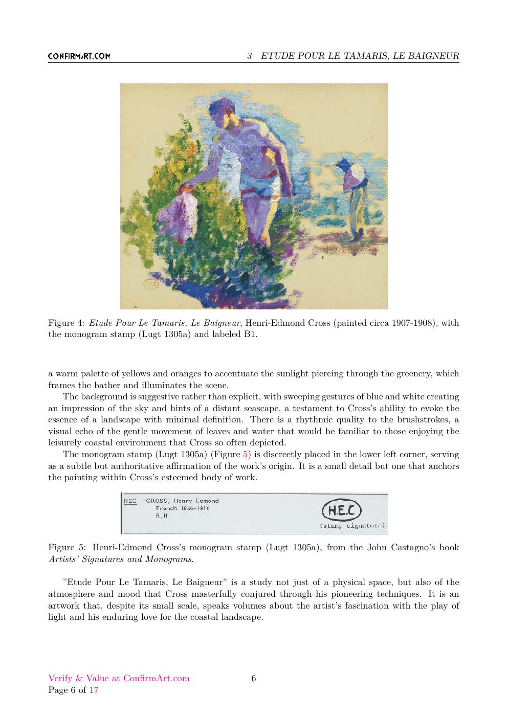 Painting attributed to Henri Edmond Cross report sample page 6