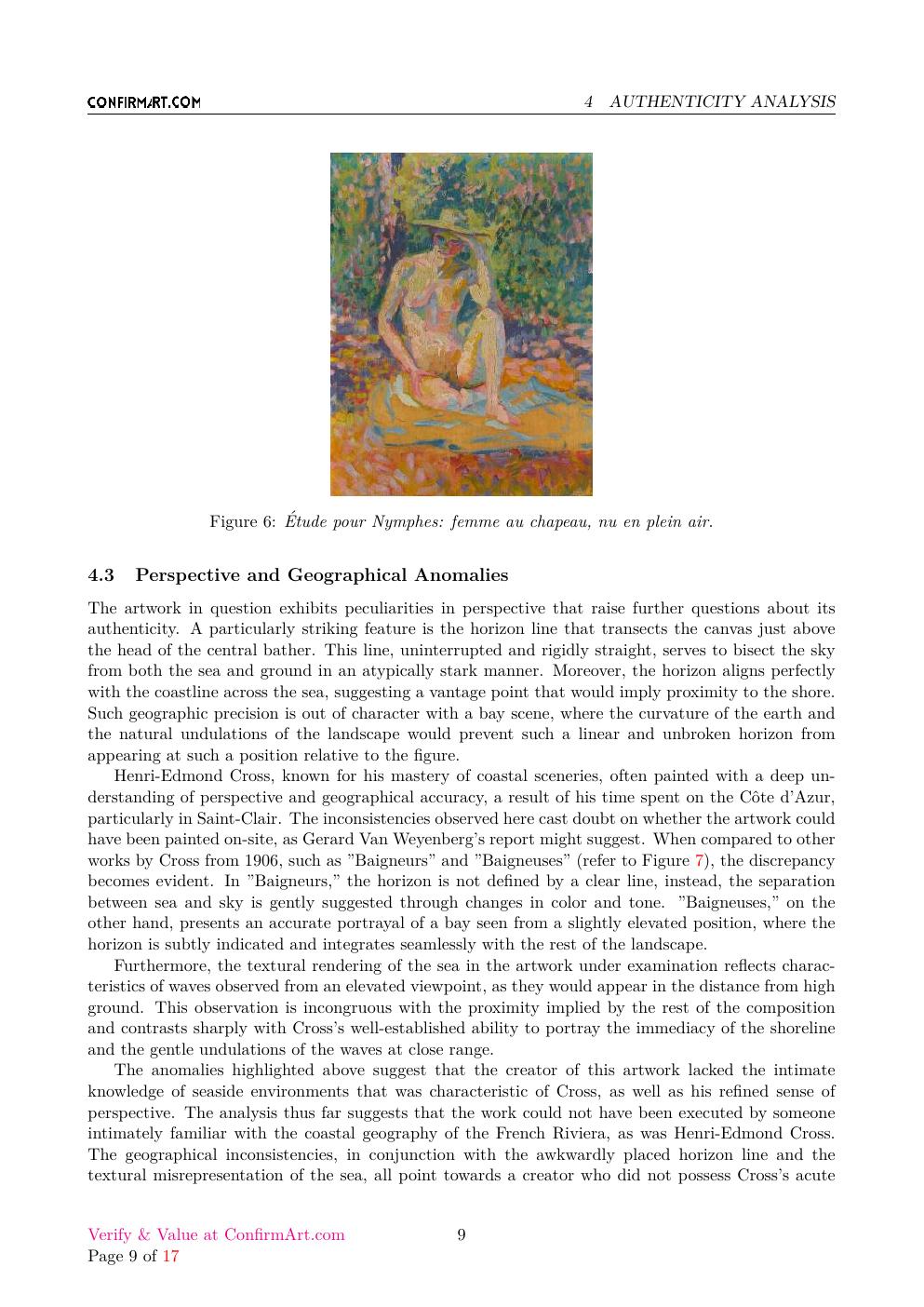Painting attributed to Henri Edmond Cross report sample page 9