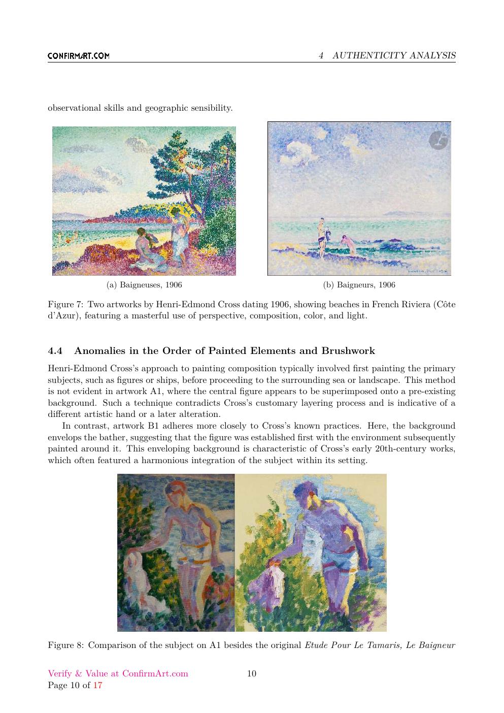 Painting attributed to Henri Edmond Cross report sample page 10