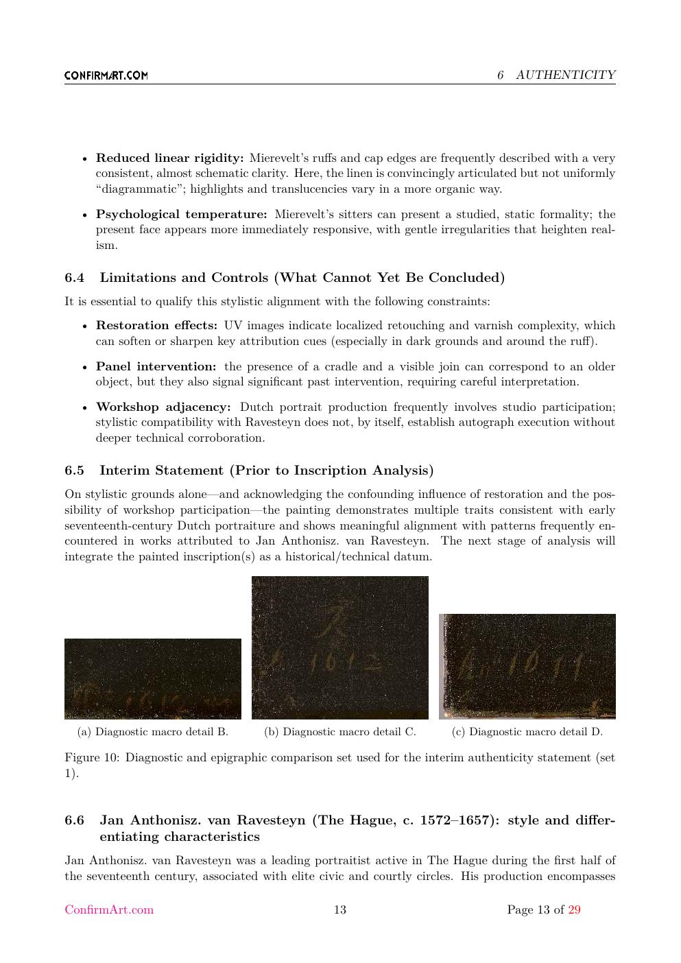 Portrait attributed to Jan Anthonisz. van Ravesteyn report sample page 13