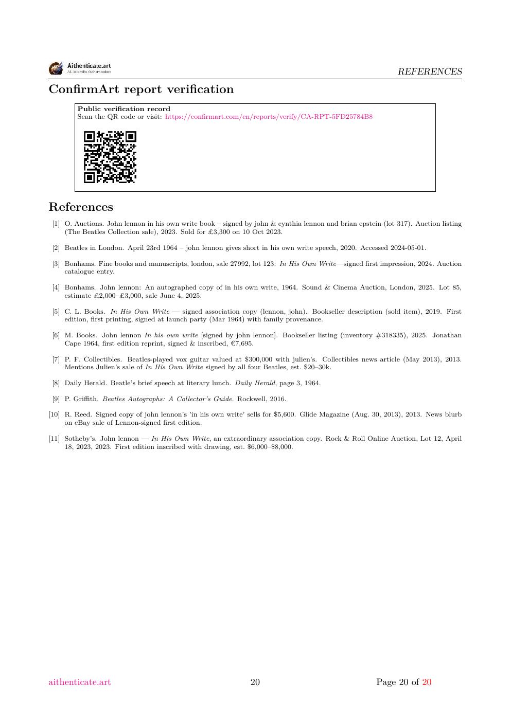 John Lennon signature study report sample page 20
