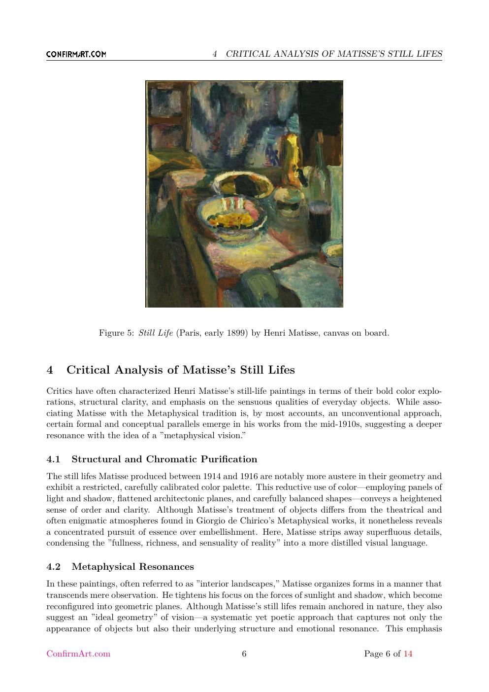 Still Life with Pitcher report sample page 6
