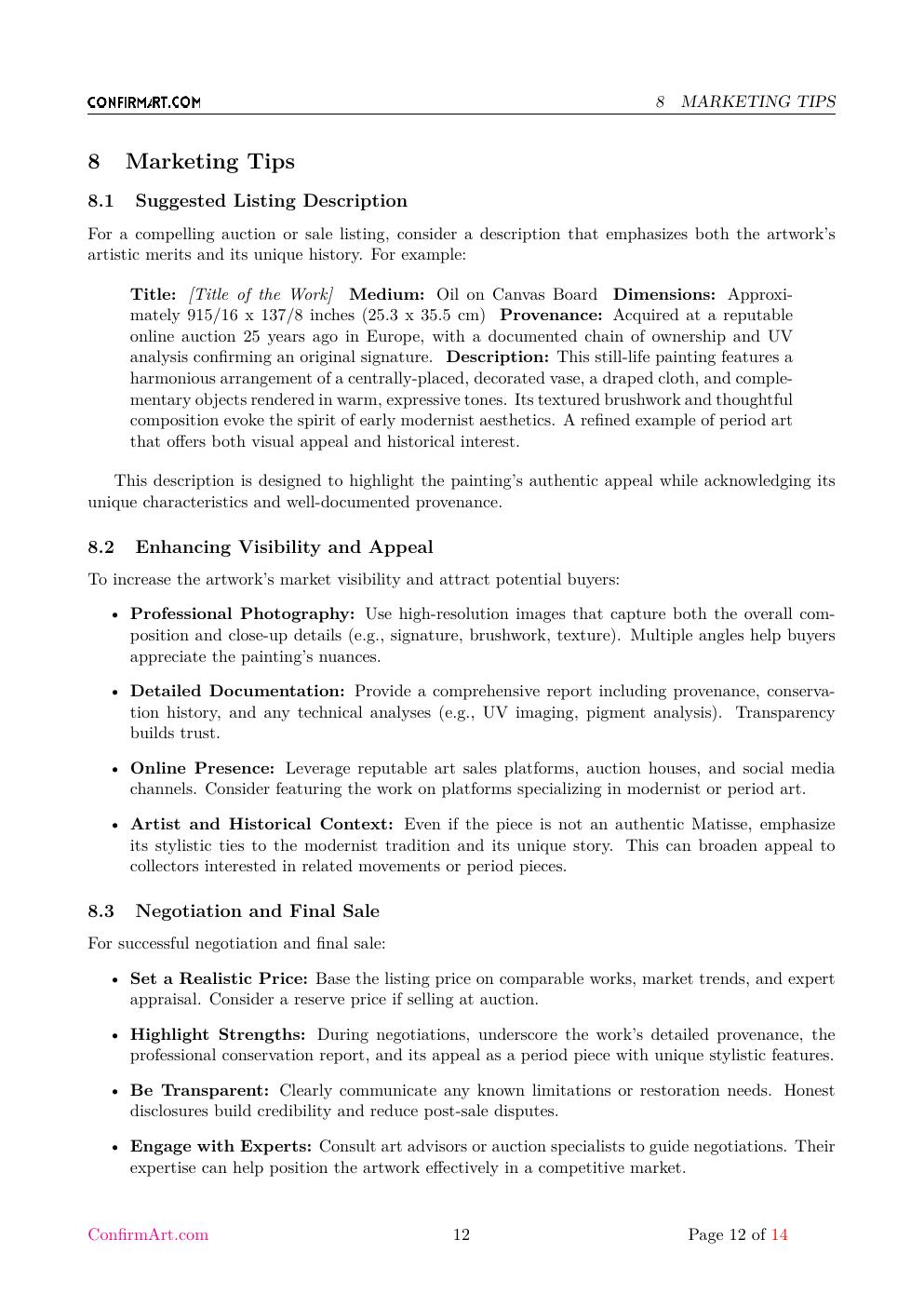 Still Life with Pitcher report sample page 12