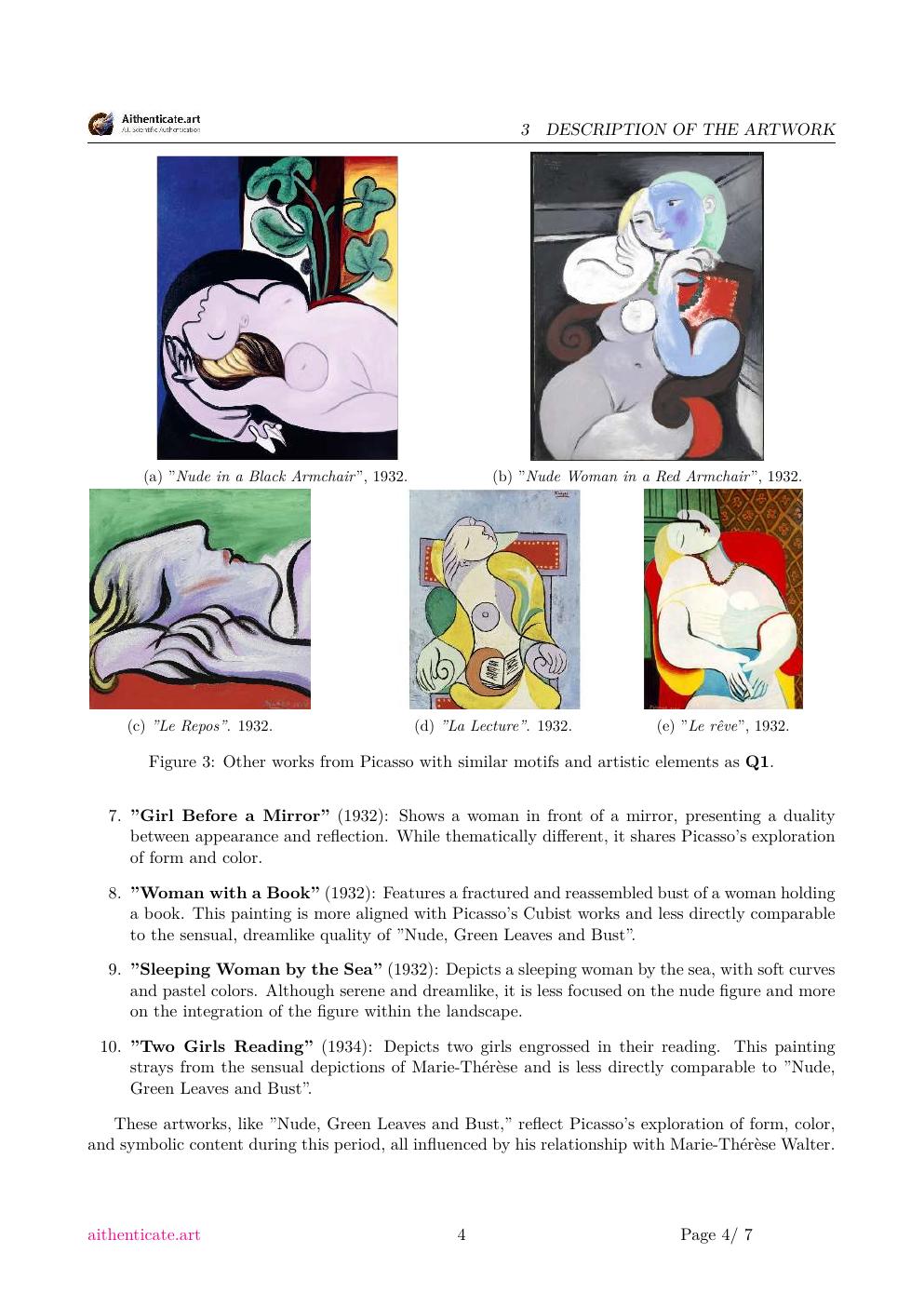 Picasso nude painting study report sample page 4