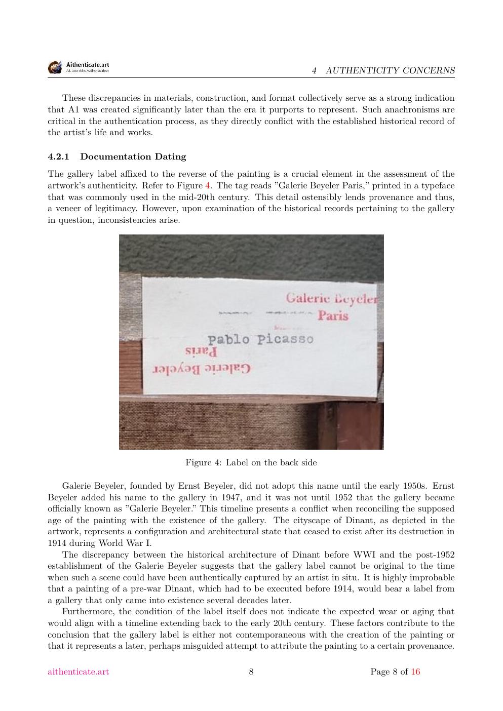 Picasso Dinant study report sample page 8