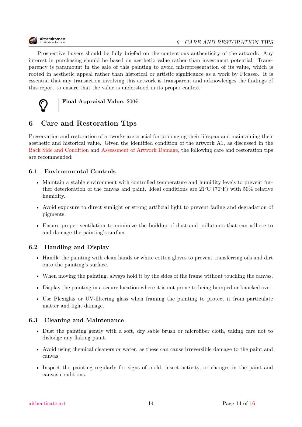 Picasso Dinant study report sample page 14