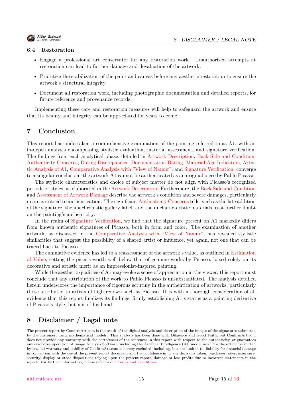 Picasso Dinant study report sample page 15