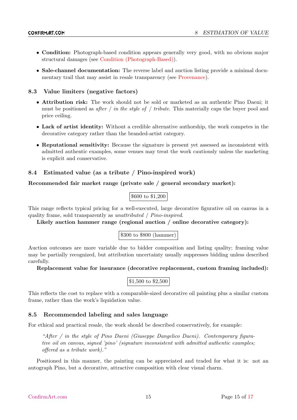 Pino Daeni painting study report sample page 15