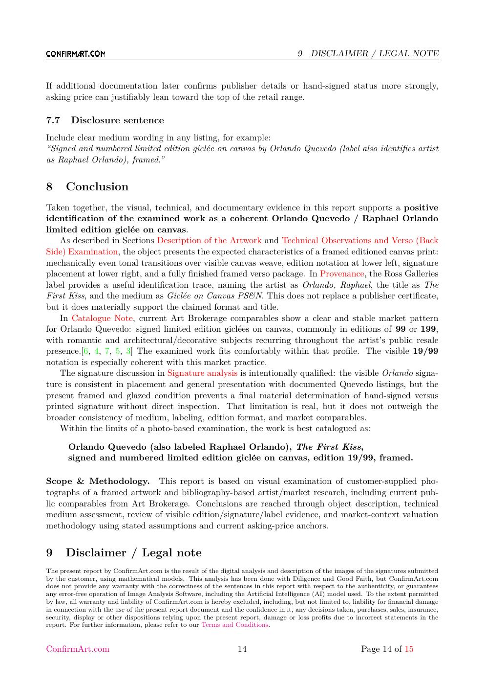 Framed work attributed to Raphael report sample page 14