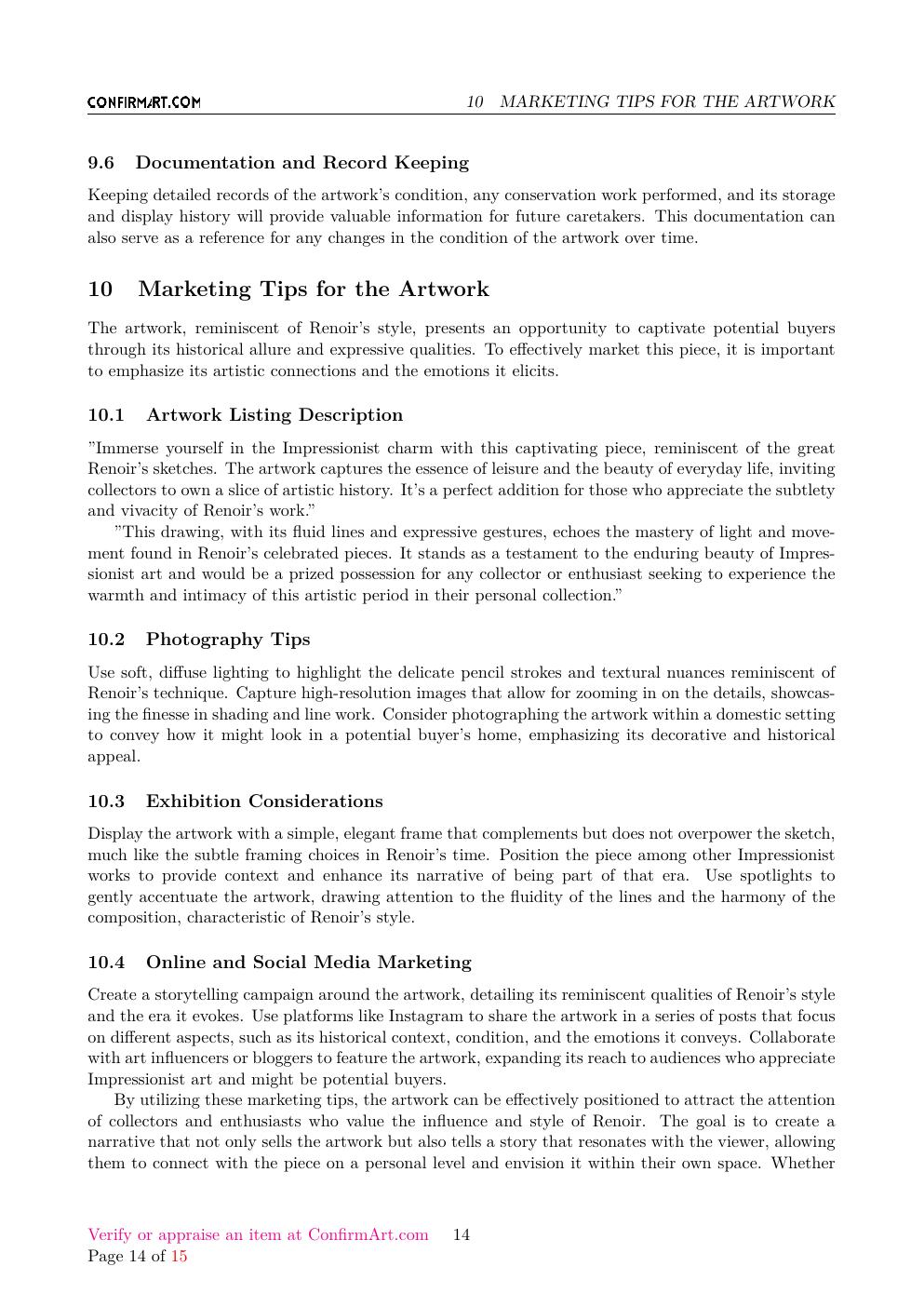 Renoir signature study report sample page 14
