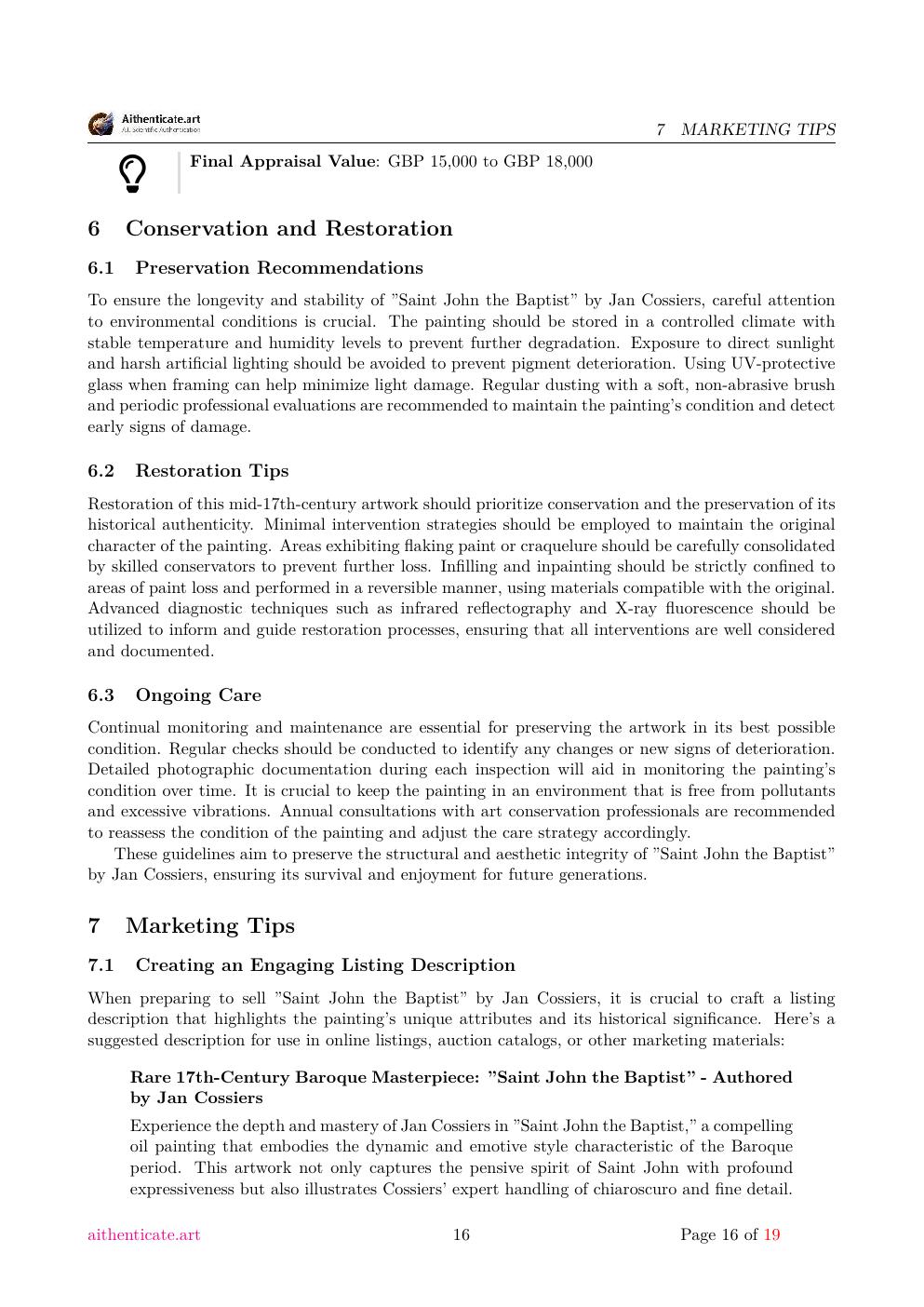 St. John the Baptist report sample page 16