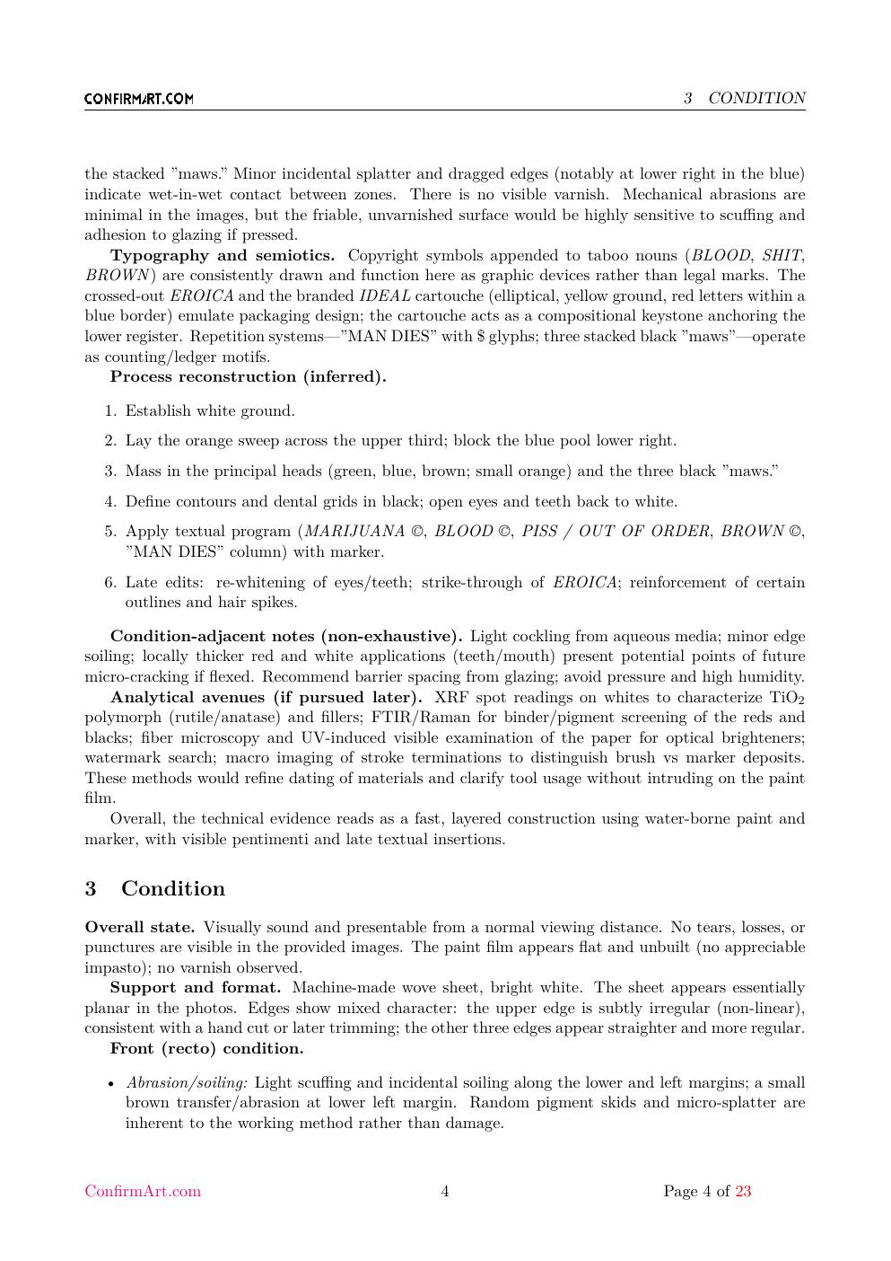 Eroica Basquiat study report sample page 4