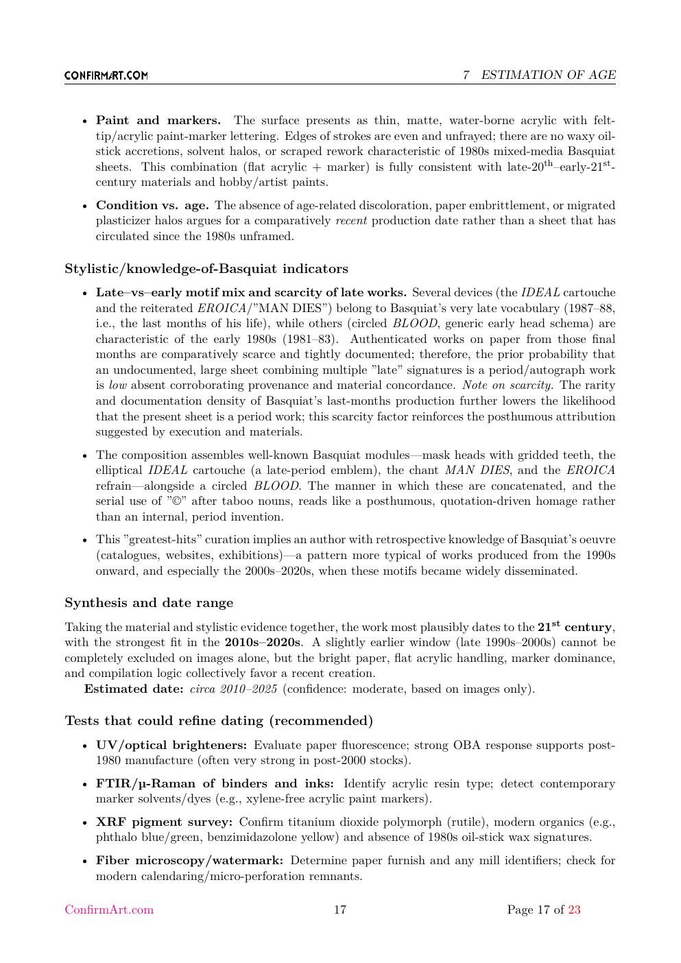 Eroica Basquiat study report sample page 17