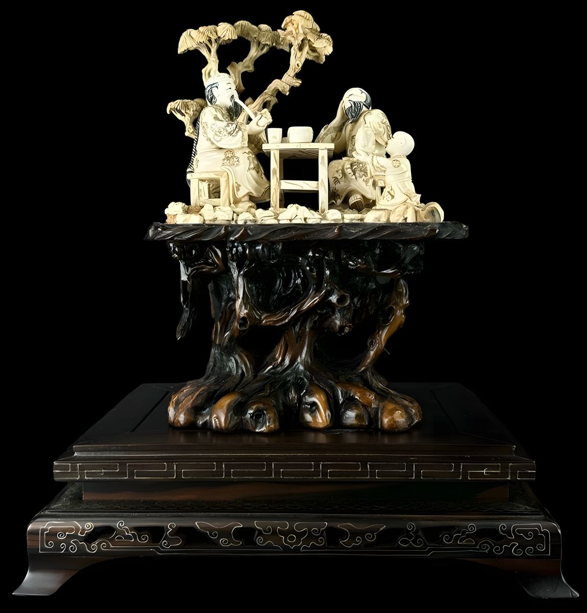 Chinese Carving in its display case: Display Case Description